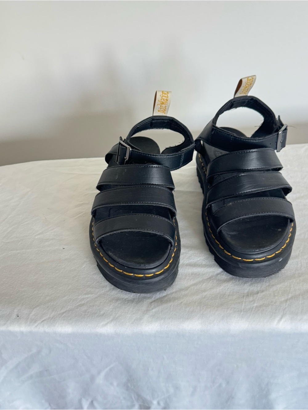 Dr. Martens Black Leather Platform Sandals